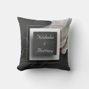 Black Slate Gold Frame Dramatic Flowing Fabric Cushion