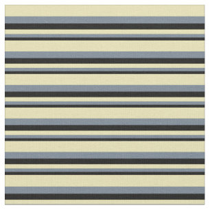 Black, Slate Grey & Tan Lined/Striped Pattern Fabric