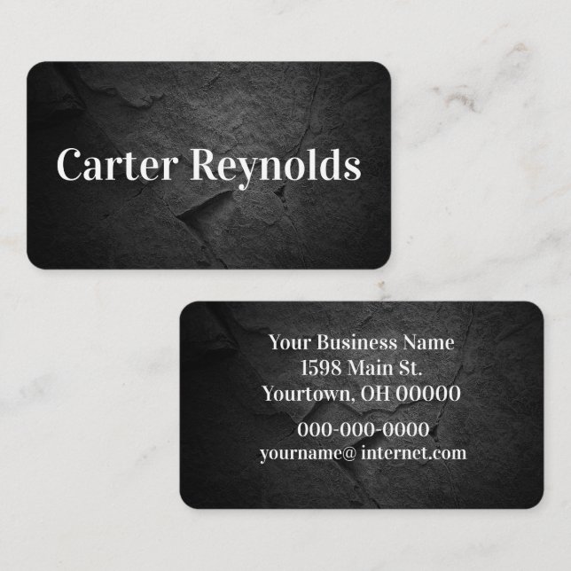 Black Slate Rock Pattern Business Card (Front/Back)