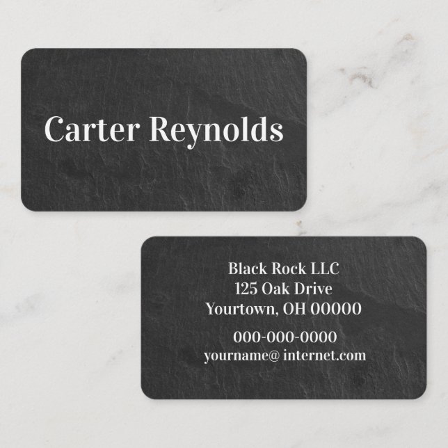 Black Slate Rock Pattern Business Card (Front/Back)