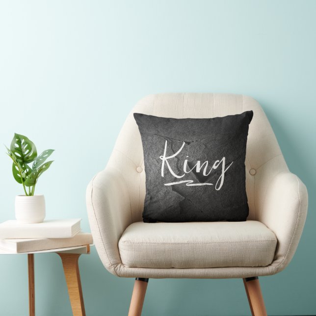 Black Slate Rock with King Text Cushion (Chair)