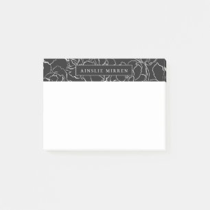 Black Slate Simply Floral Personalised Post-it Notes