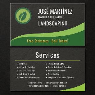 Black Slate Stone Landscaping Lawn Care Business Card