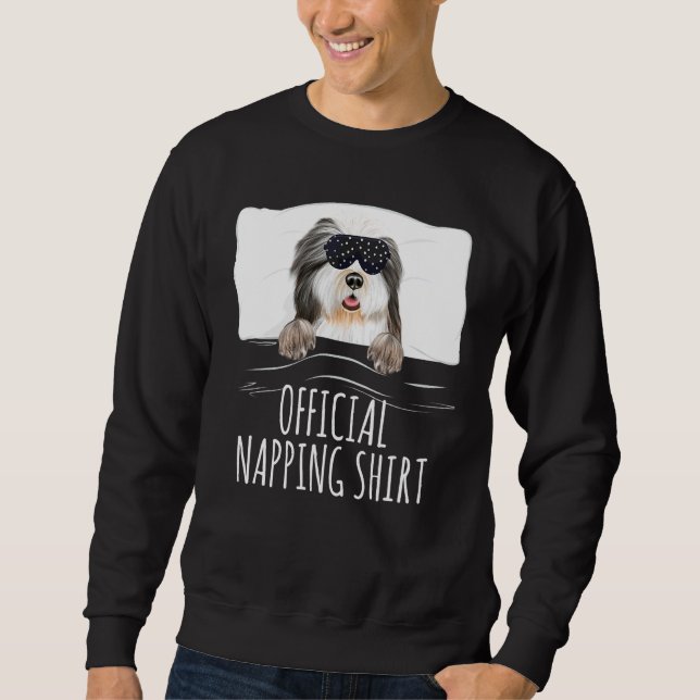 Black Sleep Mask Bearded Collie Official Napping Sweatshirt (Front)