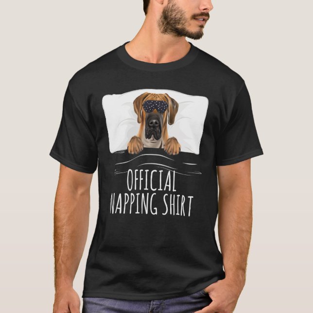 Black Sleep Mask Brown Great Dane Official Napping T-Shirt (Front)