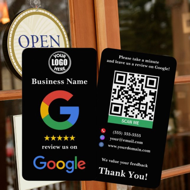 Black Small Business Google Review Link Template  Business Card (Creator Uploaded)