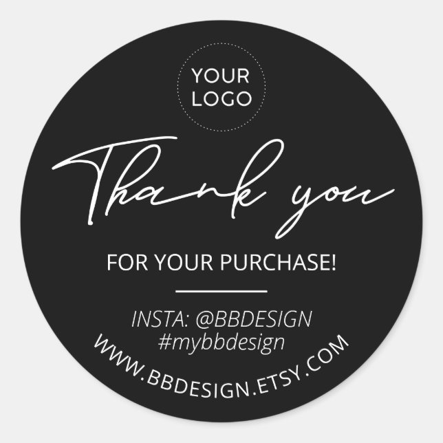 Black | Small Business Thank you package sticker (Front)