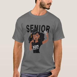 Black Smart Afro American Senior,Class Of 2023 Sen T-Shirt