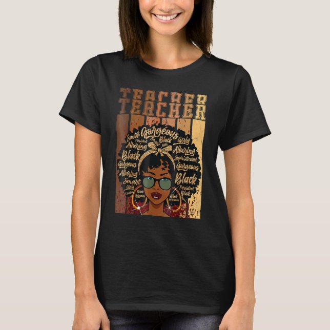 Black Smart Teacher Afro Love Melanin African Amer T-Shirt (Front)