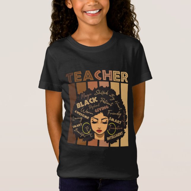Black Smart Teacher Afro Love Melanin African Amer T-Shirt (Front)