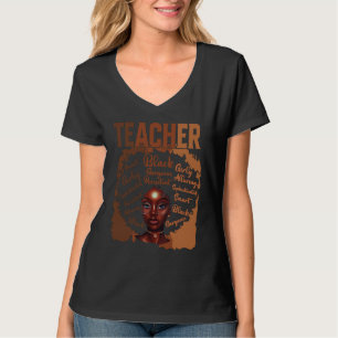 Black Smart Teacher Afro Love Melanin Women Black T-Shirt