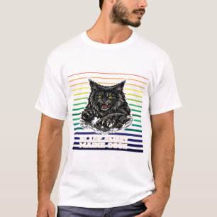 Black Smoke Maine Coon Cat Fierce Mascot Art T-Shirt