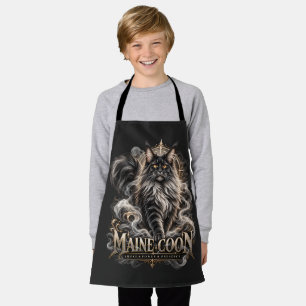 Black Smoke Maine Coon Gold Fantasy Art Apron