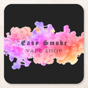 Black Smoke Vape Shop Business Square Paper Coaster