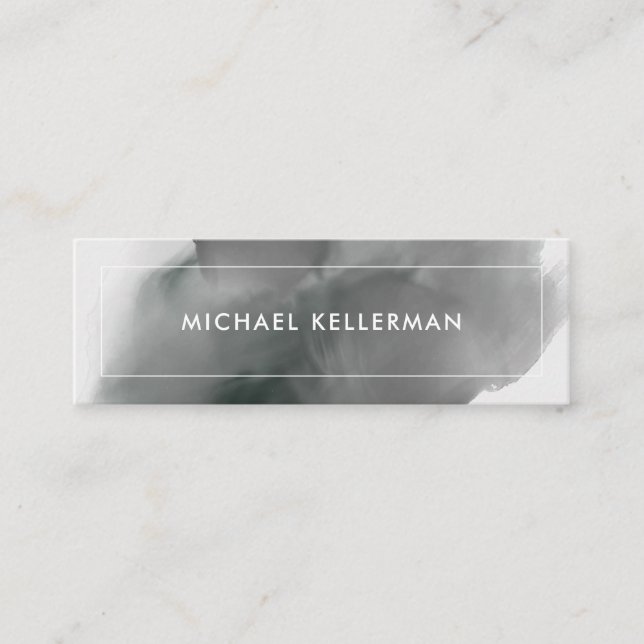 Black Smokey Watercolor Splash Mini Business Card (Front)