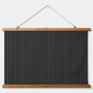 Black & Smoky Black Narrow Vertical Stripes Hanging Tapestry