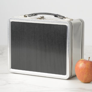Black & Smoky Black Narrow Vertical Stripes  Metal Lunch Box