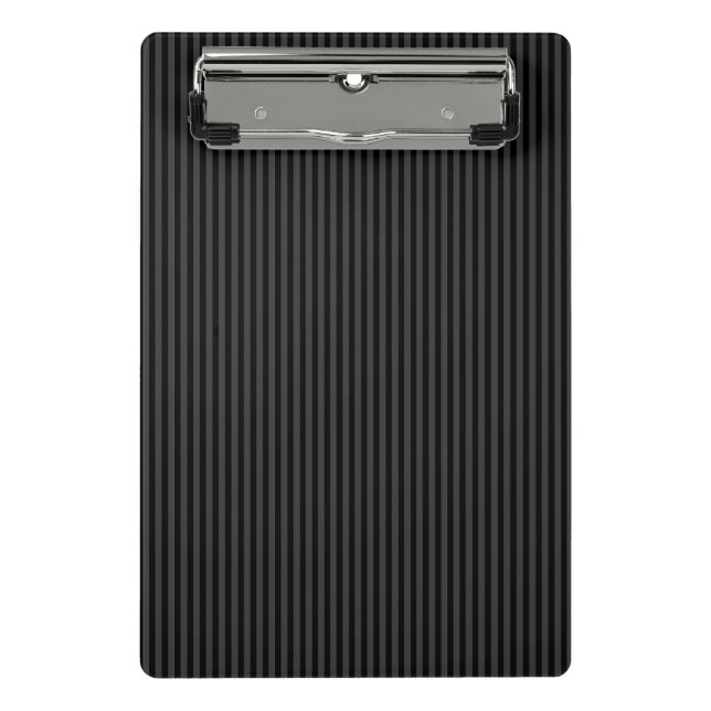 Black & Smoky Black Narrow Vertical Stripes  Mini Clipboard (Front)