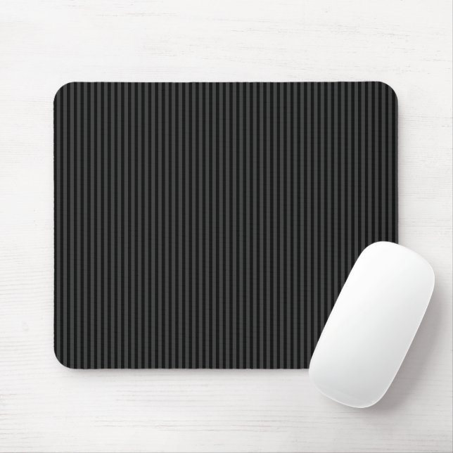 Black & Smoky Black Narrow Vertical Stripes  Mouse Pad (With Mouse)