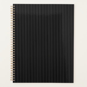 Black & Smoky Black Narrow Vertical Stripes Planner