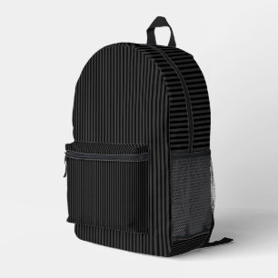 Black & Smoky Black Narrow Vertical Stripes  Printed Backpack
