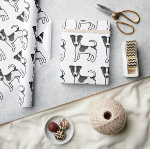 Black Smooth Coat Jack Russell Terrier Dog Pattern Wrapping Paper