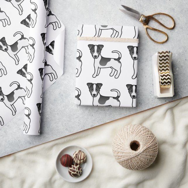 Black Smooth Coat Jack Russell Terrier Dog Pattern Wrapping Paper (Crafts)