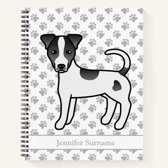 Black Smooth Coat Parson Russell Terrier & Name Notebook (Front)