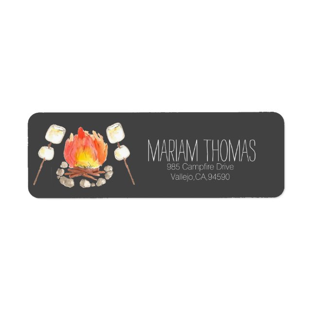 Black smores camping return address label (Front)