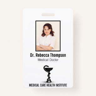 Black Snake Bowl Hygieia Medical White Photo ID ID Badge