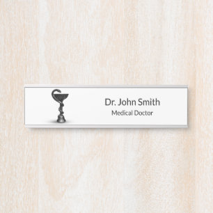 Black Snake Bowl Hygieia White Caduceus Medical Door Sign