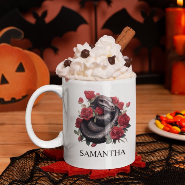 Black Snake in Roses Watercolor Goth  Coffee Mug (Creator Uploaded)