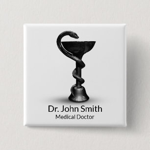 Black Snake Medical Bowl Hygieia White Caduceus 15 Cm Square Badge