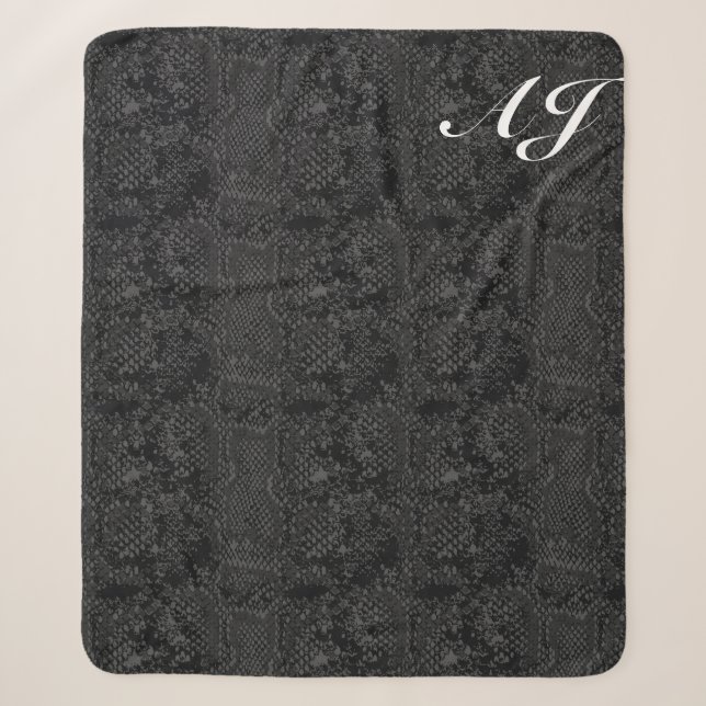 Black Snake Skin Sherpa Blanket (Front)