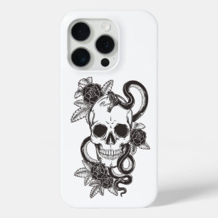 Black Snakes Tattoo Style Print Shockproof iPhone 15 Pro Case