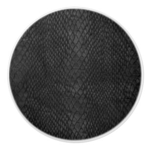 Black Snakeskin Print Ceramic Knob