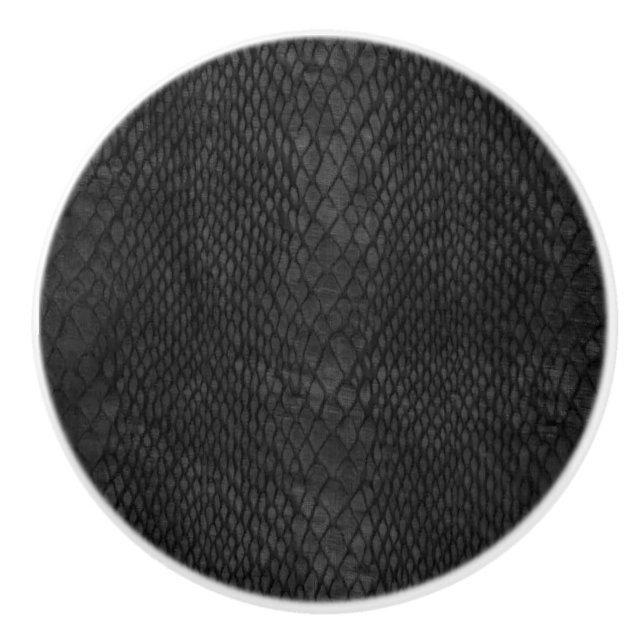 Black Snakeskin Print  Ceramic Knob (Front)
