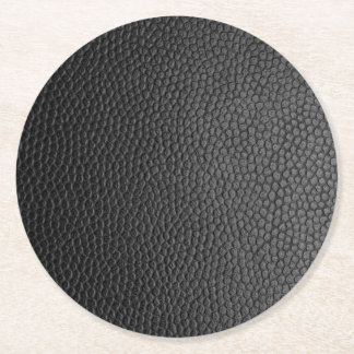Black Snakeskin Round Paper Coaster