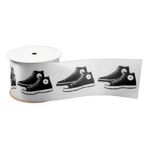 Black Sneakers On White Satin Ribbon