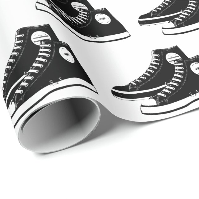 Black Sneakers on White Wrapping Paper (Roll Corner)