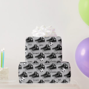 Black Sneakers with Soccer Ball Wrapping Paper