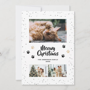 Black Snow Paws Photo Meowy Christmas Card