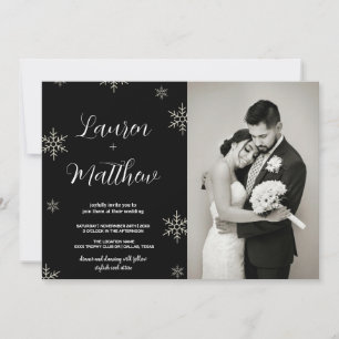 Black Snow Wedding Invitations with photo