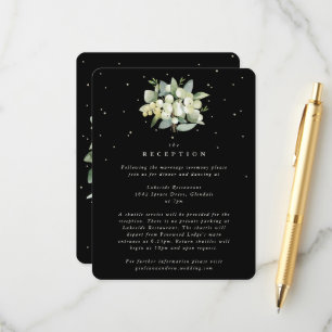 Black Snowberry+Eucalyptus Bouquet Reception Enclosure Card