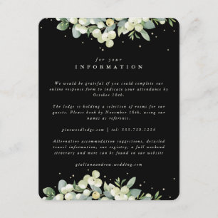 Black Snowberry+Eucalyptus Edged Wedding Details Enclosure Card