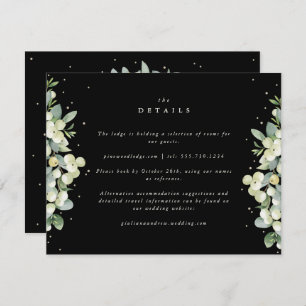 Black Snowberry+Eucalyptus Edged Wedding Details Enclosure Card