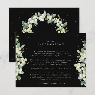 Black Snowberry+Eucalyptus Edged Wedding Info Enclosure Card