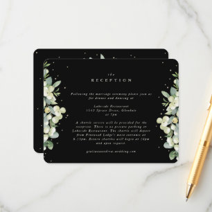 Black Snowberry+Eucalyptus Edged Wedding Reception Enclosure Card