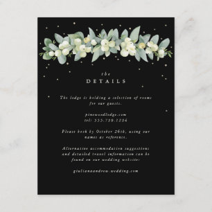 Black Snowberry+Eucalyptus Garland Wedding Details Enclosure Card