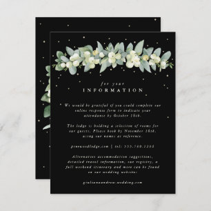 Black Snowberry+Eucalyptus Garland Wedding Info Enclosure Card